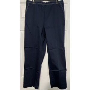 Alfred Dunner Pull On Pants Navy‎ Blue Contrast Stitching Size 14